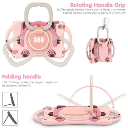 Cute Cat King Kids Shockproof Silicone Tablet Case with Holder & Shoulder Strap & Handle For iPad mini 2019 / 4 / 3 / 2 / 1(Pink) by bashfashion