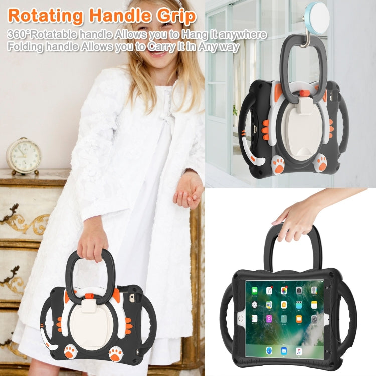 Cute Cat King Kids Shockproof Silicone Tablet Case with Holder & Shoulder Strap & Handle For iPad mini 2019 / 4 / 3 / 2 / 1(Black Orange) by bashfashion
