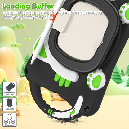 Cute Cat King Kids Shockproof Silicone Tablet Case with Holder & Shoulder Strap & Handle For iPad mini 2019 / 4 / 3 / 2 / 1(Black Green) by bashfashion