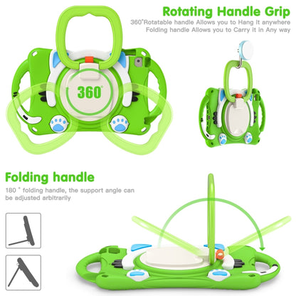 Cute Cat King Kids Shockproof Silicone Tablet Case with Holder & Shoulder Strap & Handle For iPad mini 2019 / 4 / 3 / 2 / 1(Green) by bashfashion