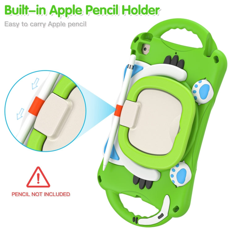 Cute Cat King Kids Shockproof Silicone Tablet Case with Holder & Shoulder Strap & Handle For iPad mini 2019 / 4 / 3 / 2 / 1(Green) by bashfashion