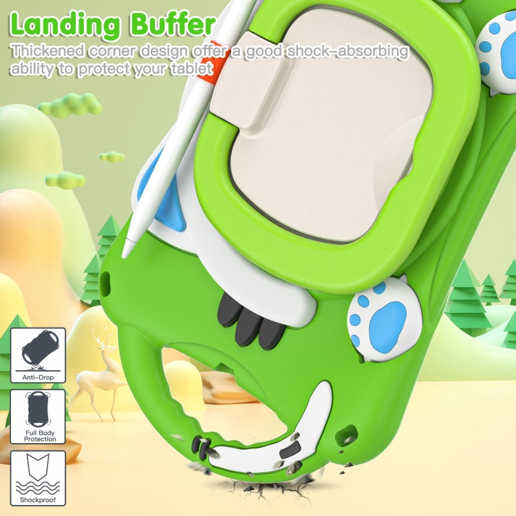 Cute Cat King Kids Shockproof Silicone Tablet Case with Holder & Shoulder Strap & Handle For iPad mini 2019 / 4 / 3 / 2 / 1(Green) by bashfashion