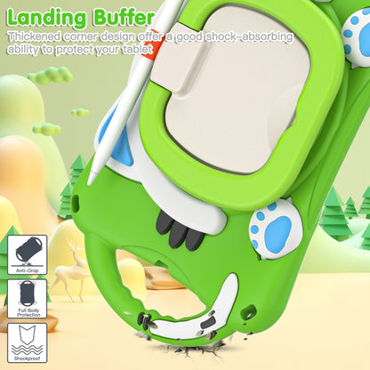 Cute Cat King Kids Shockproof Silicone Tablet Case with Holder & Shoulder Strap & Handle For iPad mini 2019 / 4 / 3 / 2 / 1(Green) by bashfashion