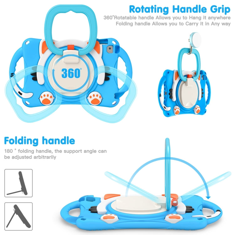 Cute Cat King Kids Shockproof Silicone Tablet Case with Holder & Shoulder Strap & Handle For iPad mini 2019 / 4 / 3 / 2 / 1(Light Blue) by bashfashion