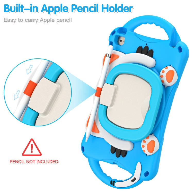 Cute Cat King Kids Shockproof Silicone Tablet Case with Holder & Shoulder Strap & Handle For iPad mini 2019 / 4 / 3 / 2 / 1(Light Blue) by bashfashion