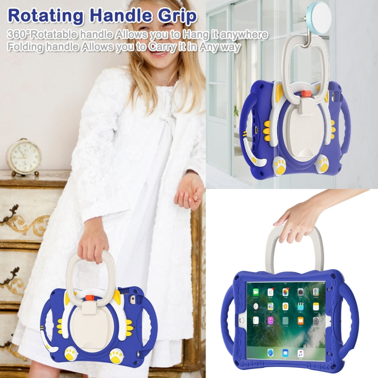 Cute Cat King Kids Shockproof Silicone Tablet Case with Holder & Shoulder Strap & Handle For iPad mini 2019 / 4 / 3 / 2 / 1(Dark Blue) by bashfashion