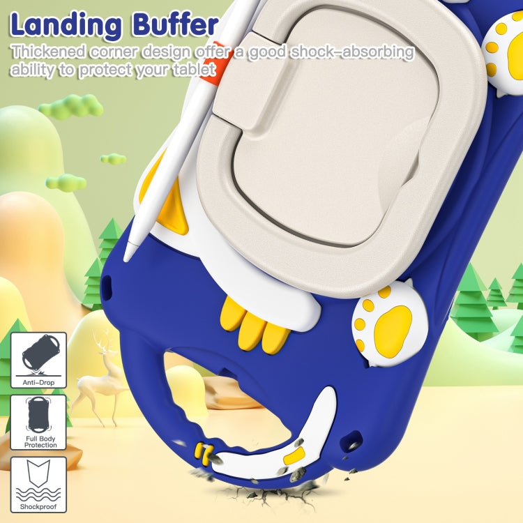 Cute Cat King Kids Shockproof Silicone Tablet Case with Holder & Shoulder Strap & Handle For iPad mini 2019 / 4 / 3 / 2 / 1(Dark Blue) by bashfashion