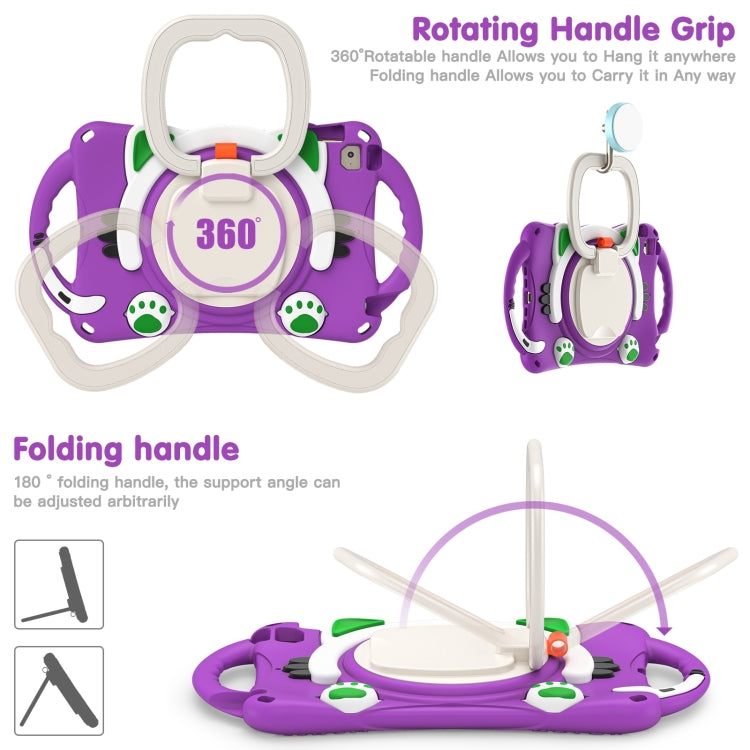 Cute Cat King Kids Shockproof Silicone Tablet Case with Holder & Shoulder Strap & Handle For iPad mini 2019 / 4 / 3 / 2 / 1(Purple) by bashfashion