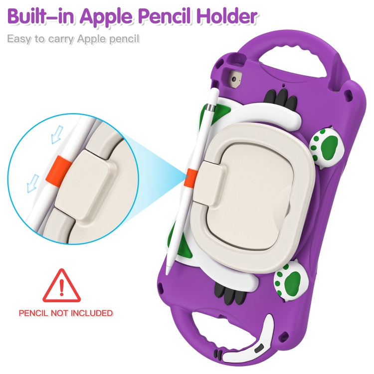 Cute Cat King Kids Shockproof Silicone Tablet Case with Holder & Shoulder Strap & Handle For iPad mini 2019 / 4 / 3 / 2 / 1(Purple) by bashfashion