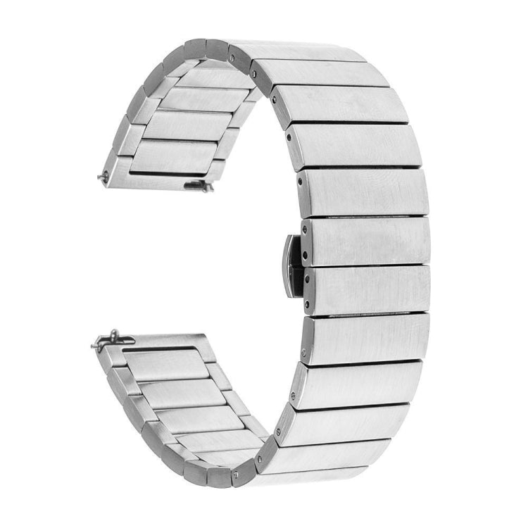 20mm For Samsung Smart Watch One-bead Steel Butterfly Buckle Watch Band(Silver) by bashfashion