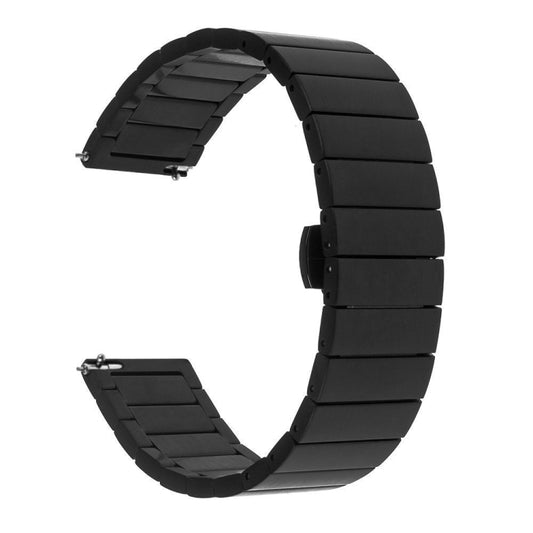 22mm For Samsung Smart Watch One-bead Steel Butterfly Buckle Watch Band(Black) by bashfashion