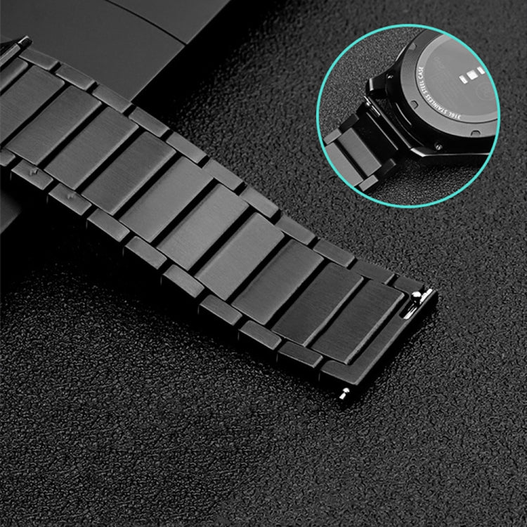 22mm For Samsung Smart Watch One-bead Steel Butterfly Buckle Watch Band(Black) by bashfashion