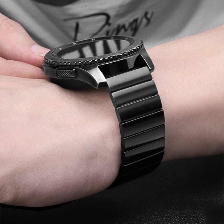 22mm For Samsung Smart Watch One-bead Steel Butterfly Buckle Watch Band(Black) by bashfashion