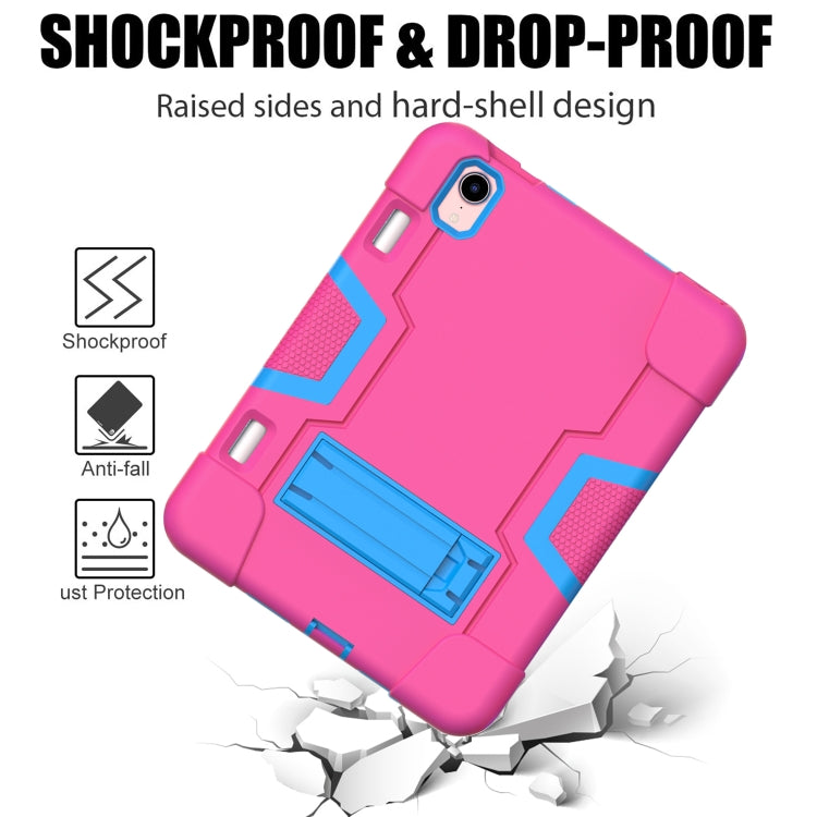 For iPad mini 2024 / mini 6 Contrast Color Robot Shockproof Silicone + PC Protective Tablet Case with Holder & Pen Slot(Rose Red Blue) by bashfashion