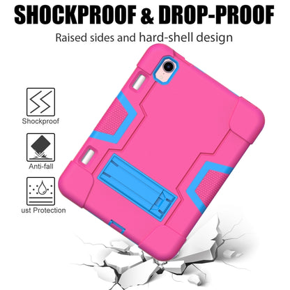 For iPad mini 2024 / mini 6 Contrast Color Robot Shockproof Silicone + PC Protective Tablet Case with Holder & Pen Slot(Rose Red Blue) by bashfashion