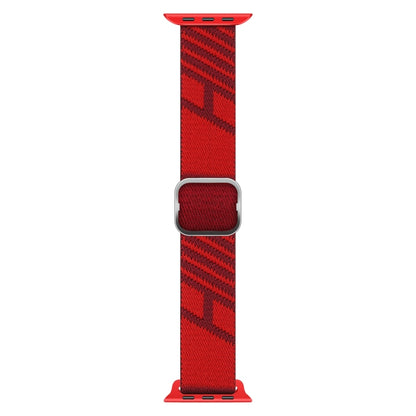 Two-color Nylon Braid Watch Band For Apple Watch Series 9&8&7 41mm / SE 3&SE 2&6&SE&5&4 40mm / 3&2&1 38mm(Heart Red Red) by bashfashion