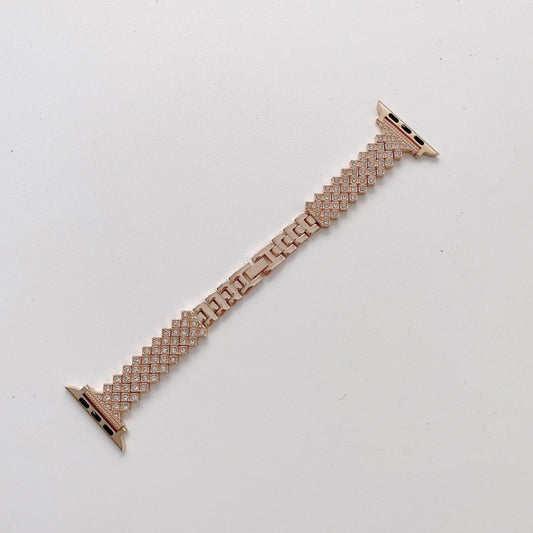 Rhombus Full Diamond Metal Wrist Strap Watch Band For Apple Watch Series 6 / 5 / 4 / Watch SE 40mm(Rose Gold) by bashfashion