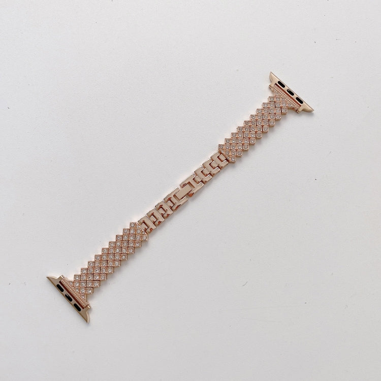 Rhombus Full Diamond Metal Wrist Strap Watch Band + Case For Apple Watch Series 3 & 2 & 1 42mm(Rose Gold) by bashfashion