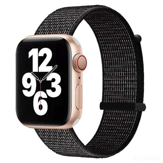 Hook and Loop Fastener Dual Section Watch Band For Apple Watch Ultra 49mm&Watch Ultra 2 49mm / Series 9&8&7 45mm / SE 3&SE 2&6&SE&5&4 44mm / 3&2&1 42mm(Reflective Black) by bashfashion