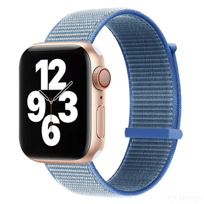 Hook and Loop Fastener Dual Section Watch Band For Apple Watch Ultra 49mm&Watch Ultra 2 49mm / Series 9&8&7 45mm / SE 3&SE 2&6&SE&5&4 44mm / 3&2&1 42mm(Lake Blue) by bashfashion