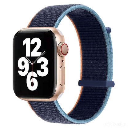 Hook and Loop Fastener Dual Section Watch Band For Apple Watch Ultra 49mm&Watch Ultra 2 49mm / Series 9&8&7 45mm / SE 3&SE 2&6&SE&5&4 44mm / 3&2&1 42mm(Dark Navy Blue) by bashfashion