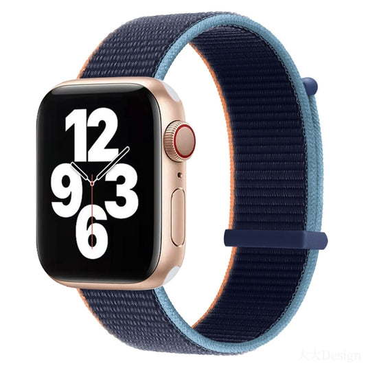 Hook and Loop Fastener Dual Section Watch Band For Apple Watch Ultra 49mm&Watch Ultra 2 49mm / Series 9&8&7 45mm / SE 3&SE 2&6&SE&5&4 44mm / 3&2&1 42mm(Dark Navy Blue) by bashfashion