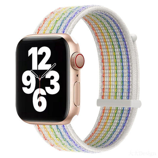 Hook and Loop Fastener Dual Section Watch Band For Apple Watch Ultra 49mm&Watch Ultra 2 49mm / Series 9&8&7 45mm / SE 3&SE 2&6&SE&5&4 44mm / 3&2&1 42mm(Reflective Rainbow Colors) by bashfashion