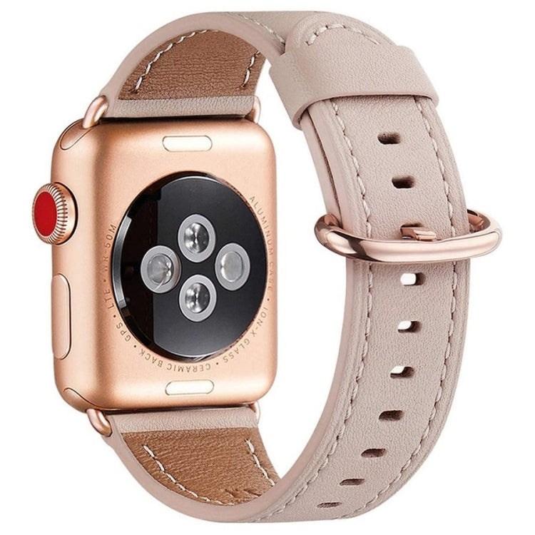 Round Buckle Leather Watch Band For Apple Watch Series 9&8&7 41mm / SE 3&SE 2&6&SE&5&4 40mm / 3&2&1 38mm(Pink) by bashfashion