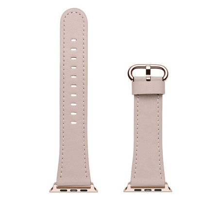 Round Buckle Leather Watch Band For Apple Watch Series 9&8&7 41mm / SE 3&SE 2&6&SE&5&4 40mm / 3&2&1 38mm(Pink) by bashfashion