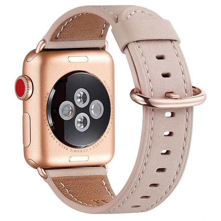 Round Buckle Leather Watch Band For Apple Watch Series 9&8&7 41mm / SE 3&SE 2&6&SE&5&4 40mm / 3&2&1 38mm(Pink) by bashfashion