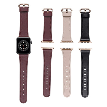 Round Buckle Leather Watch Band For Apple Watch Series 9&8&7 41mm / SE 3&SE 2&6&SE&5&4 40mm / 3&2&1 38mm(Black) by bashfashion