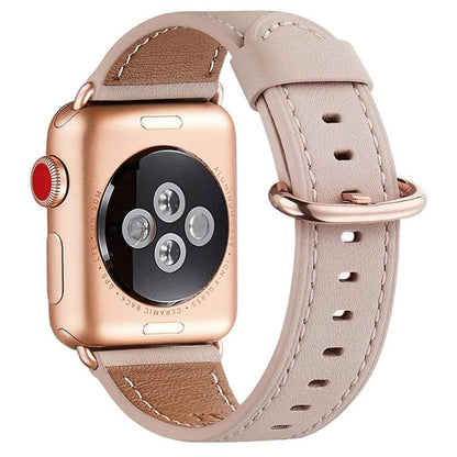 Round Buckle Leather Watch Band For Apple Watch Ultra 49mm&Watch Ultra 2 49mm / Series 9&8&7 45mm / SE 3&SE 2&6&SE&5&4 44mm / 3&2&1 42mm(Pink) by bashfashion