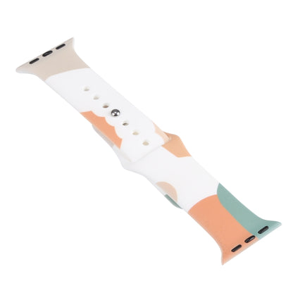 Morandi Series Contrast Color Silicone Watch Band For Apple Watch Series 9&8&7 41mm / SE 3&SE 2&6&SE&5&4 40mm / 3&2&1 38mm(Green Snow Orange) by bashfashion