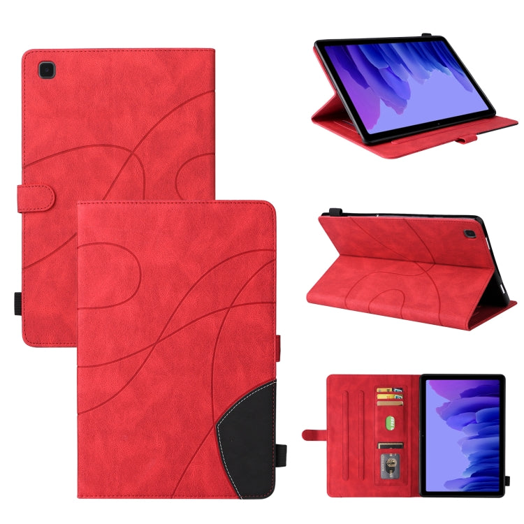 For Samsung Galaxy Tab A7 10.4 (2020) T505/T500 Dual-color Splicing Horizontal Flip PU Leather Case with Holder & Card Slots & Sleep / Wake-up Function(Red) by bashfashion