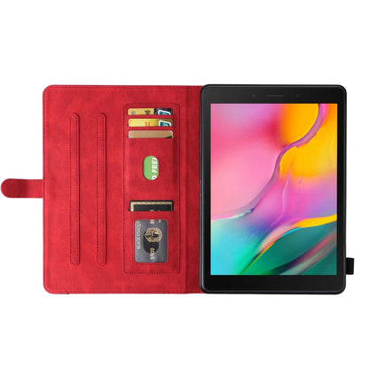 For Samsung Galaxy Tab A 8.0 (2019) T295 Dual-color Splicing Horizontal Flip PU Leather Case with Holder & Card Slots(Red) by bashfashion