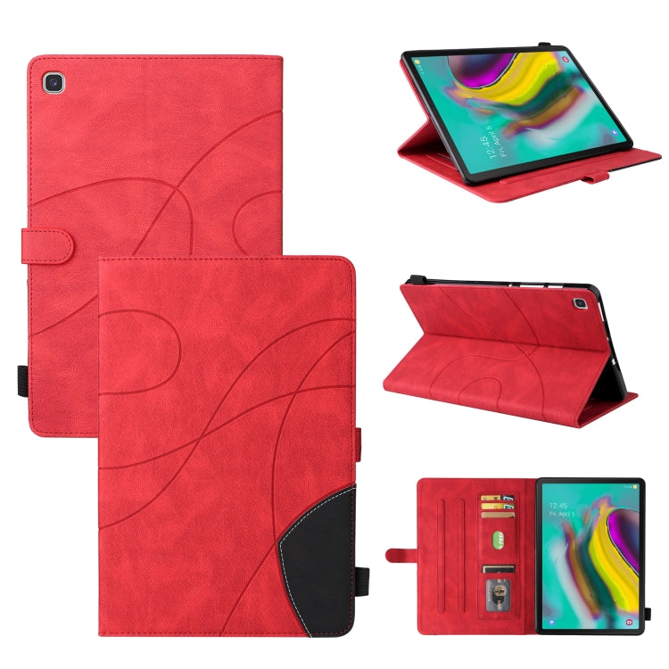 For Samsung Galaxy Tab S5e T720 Dual-color Splicing Horizontal Flip PU Leather Case with Holder & Card Slots & Sleep / Wake-up Function(Red) by bashfashion
