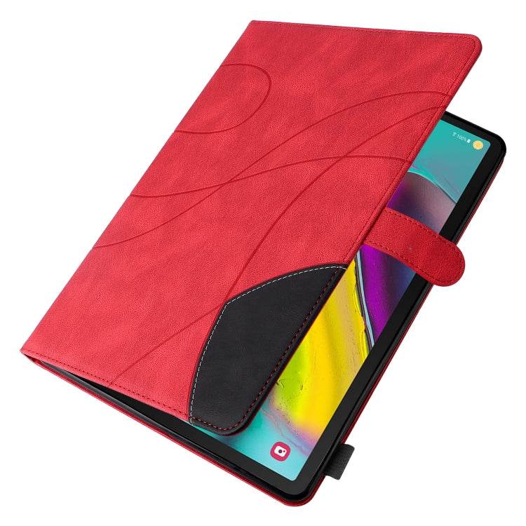 For Samsung Galaxy Tab S5e T720 Dual-color Splicing Horizontal Flip PU Leather Case with Holder & Card Slots & Sleep / Wake-up Function(Red) by bashfashion
