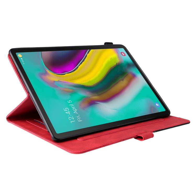 For Samsung Galaxy Tab S5e T720 Dual-color Splicing Horizontal Flip PU Leather Case with Holder & Card Slots & Sleep / Wake-up Function(Red) by bashfashion