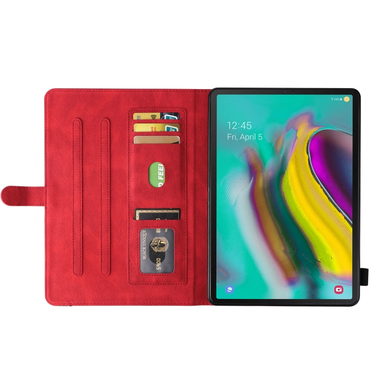 For Samsung Galaxy Tab S5e T720 Dual-color Splicing Horizontal Flip PU Leather Case with Holder & Card Slots & Sleep / Wake-up Function(Red) by bashfashion