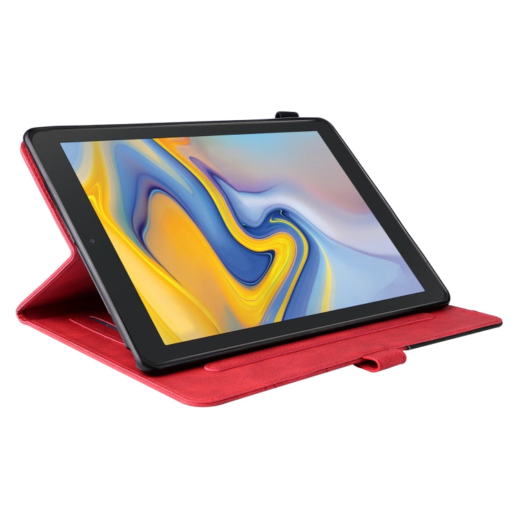 For Samsung Galaxy Tab A 8.0 (2018) T387 Dual-color Splicing Horizontal Flip PU Leather Case with Holder & Card Slots(Red) by bashfashion