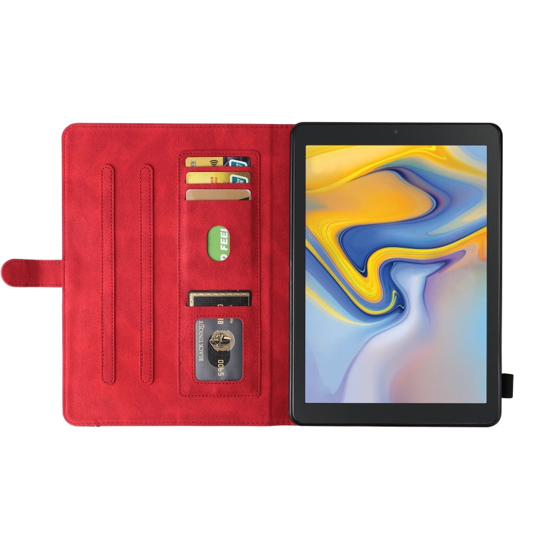 For Samsung Galaxy Tab A 8.0 (2018) T387 Dual-color Splicing Horizontal Flip PU Leather Case with Holder & Card Slots(Red) by bashfashion