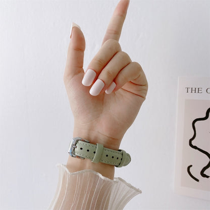 Sewing Plain Weave Small Waist Leather Watch Band For Apple Watch Series 9&8&7 41mm / SE 3&SE 2&6&SE&5&4 40mm / 3&2&1 38mm(Ice Blue) by bashfashion