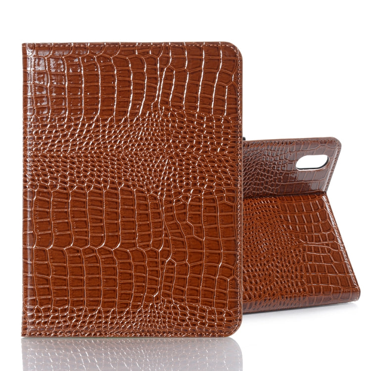 For iPad mini 6 / mini 2024 Crocodile Leather Tablet Case with Holder (Brown) by bashfashion