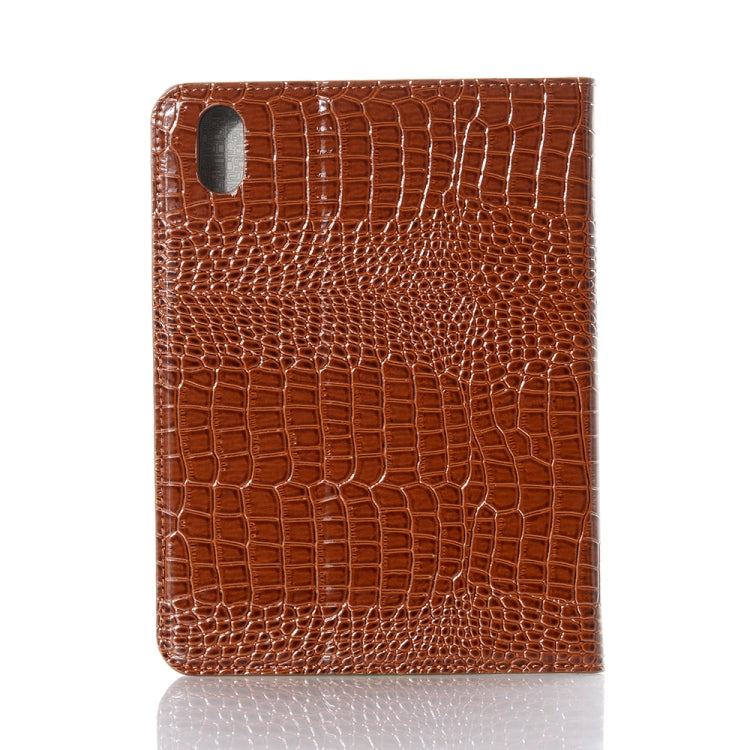 For iPad mini 6 / mini 2024 Crocodile Leather Tablet Case with Holder (Brown) by bashfashion