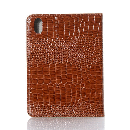 For iPad mini 6 / mini 2024 Crocodile Leather Tablet Case with Holder (Brown) by bashfashion