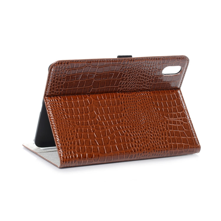 For iPad mini 6 / mini 2024 Crocodile Leather Tablet Case with Holder (Brown) by bashfashion