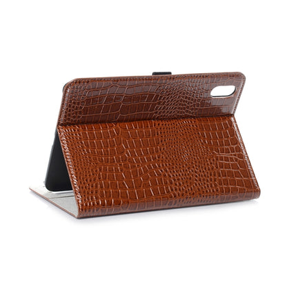 For iPad mini 6 / mini 2024 Crocodile Leather Tablet Case with Holder (Brown) by bashfashion