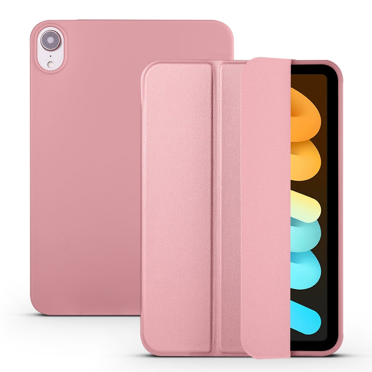 For iPad mini 6 / mini 2024 Honeycomb TPU Leather Tablet Case with 3-Folding Holder(Rose Gold) by bashfashion