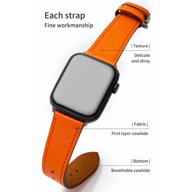 Butterfly Clasp Top Layer Cowhide Leather Strap Watch Band For Apple Watch Ultra 49mm&Watch Ultra 2 49mm / Series 9&8&7 45mm / SE 3&SE 2&6&SE&5&4 44mm / 3&2&1 42mm(Yellow) by bashfashion