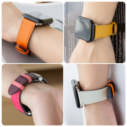 Butterfly Clasp Top Layer Cowhide Leather Strap Watch Band For Apple Watch Ultra 49mm&Watch Ultra 2 49mm / Series 9&8&7 45mm / SE 3&SE 2&6&SE&5&4 44mm / 3&2&1 42mm(Baby Blue) by bashfashion